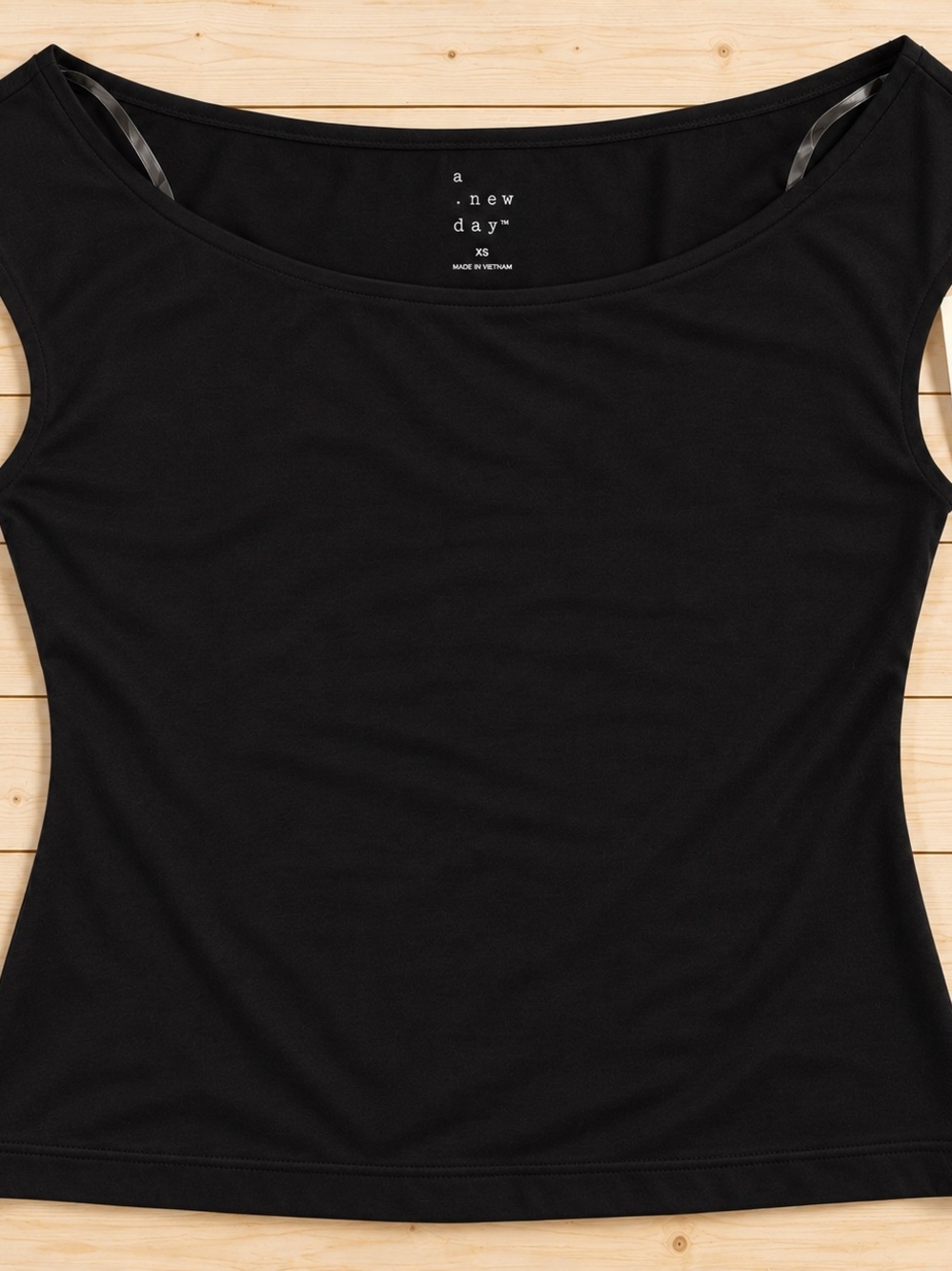 a new day Black Scoop Neck Women's Top - Stretch Knit